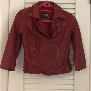 Bershka red leather jacket